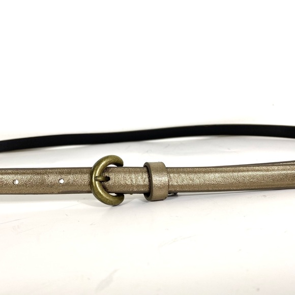 Vintage Bronze Metallic Super Skinny Belt with Brass Buckle - Picture 1 of 7